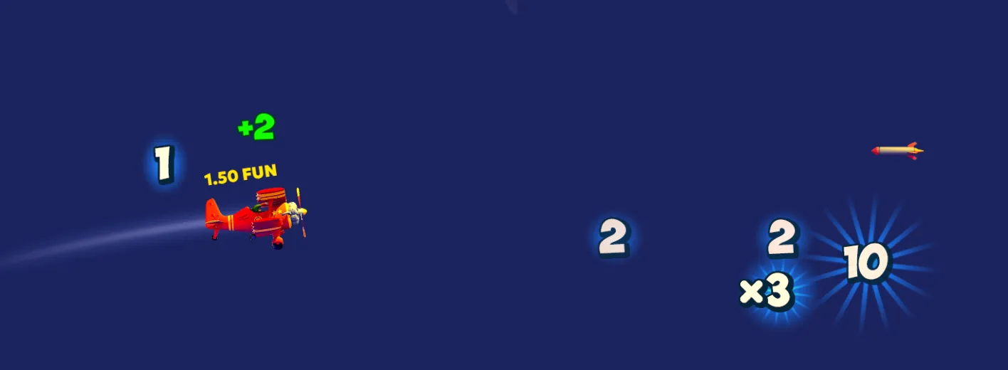 Gameplay showing the airplane multiplier increasing
